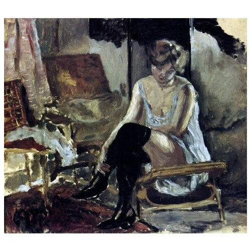     ,    (Young Woman Seated on a couch)   34. x 30. 1110