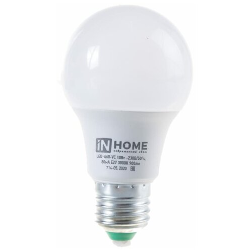 ����� ������������ LED-A60-VC 10�� ����������� 3000� ����. ���. E27 950�� 230� IN HOME 4690612020204 99�