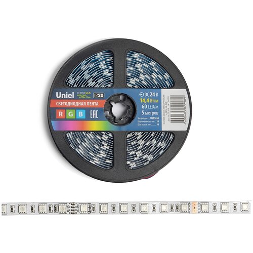   Uniel ULS-5050-60LED/m-10mm-IP20-DC24V-14,4W/m-5M-RGB     2144