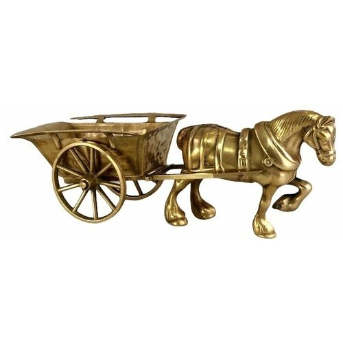 Статуэтка конь, лошадь с повозкой, фигура, коллекционная 25600р