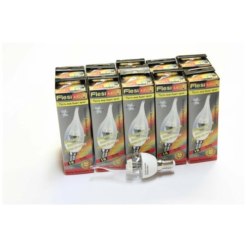 10 ��. ������������ ����� Flesi LED Candle Frame CA37/SD 4,5W 220-240V 3200K E14 clear cover ����� �� ����� 590�