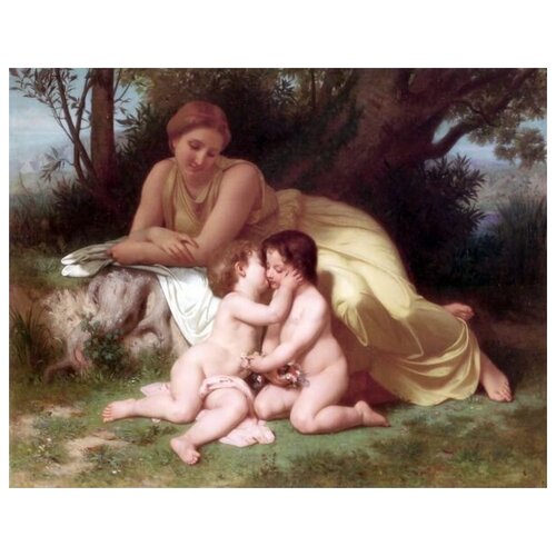         (Young-Woman Contemplating Two Children Who Sembrassent)    38. x 30. 1200