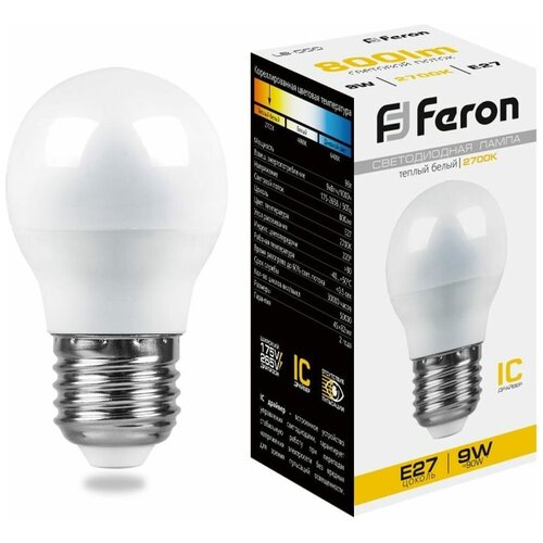    Feron 9 230V E27 2700K G45 LB-550, 25804,  89  Feron