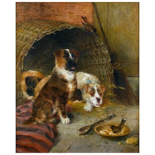        (Two dogs and a sparrow) 40. x 49. 1700