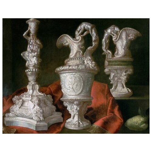 ����������� �� ������ ��������� � ����������� ������ (Still life with silver bowls) ������� ����� 38��. x 30��. 1200�