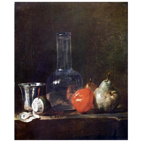           (Still Life with Glass Flask and Fruit)     40. x 49.,  1700   