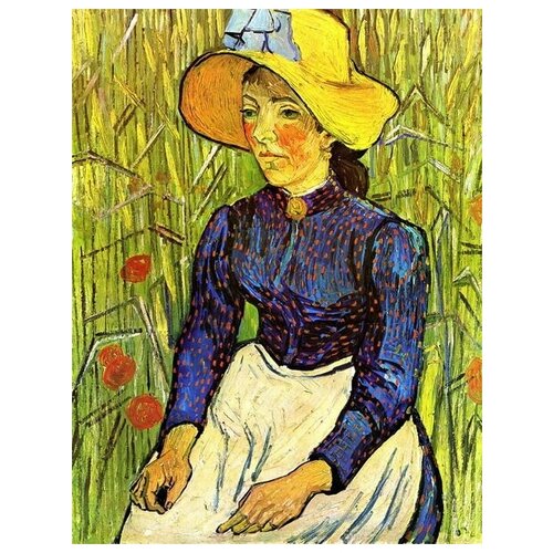             (Young Peasant Woman with Straw Hat Sitting in the Wheat)    30. x 39.,  1210   