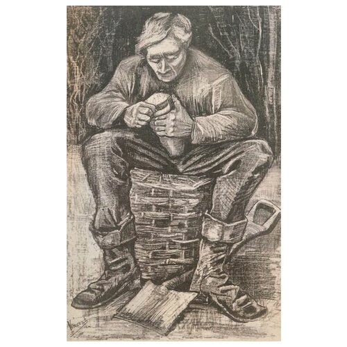        ,   (Workman Sitting on a Basket, Cutting Bread)    30. x 47.,  1390   