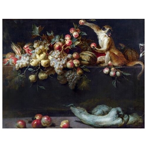          (Still Life of Fruit and Vegetables with Two Monkeys)   52. x 40. 1760