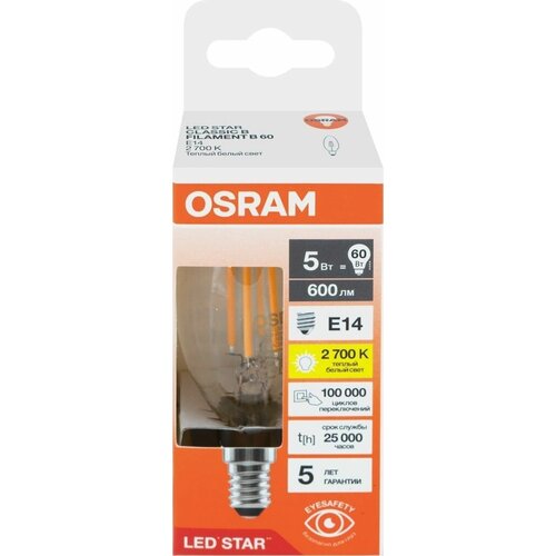 ����� ������������ OSRAM LED Star, 5��, 2700�, ������ ����� ����, E14, ����� B - 4 ��. 1500�