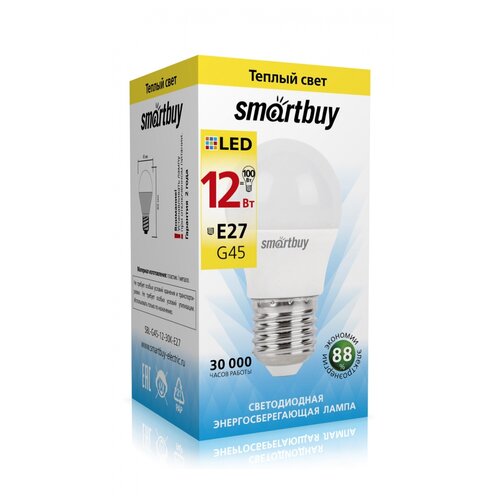  Smartbuy  G45 E27 12W (960 lm) 3000 3 4686   SBL-G45-12-30K-E27,  121  SmartBuy