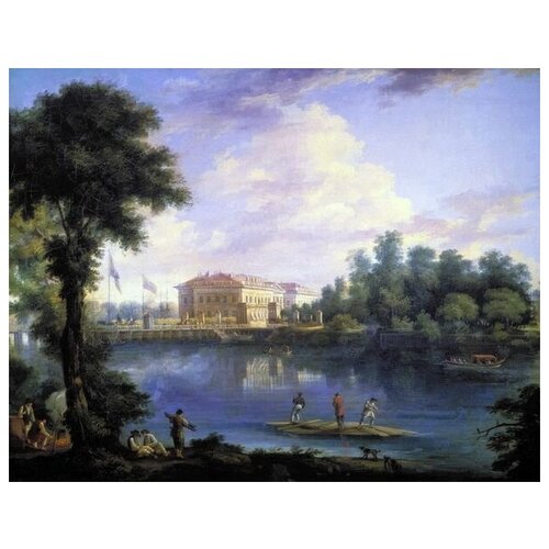                  (View of the Palace and Stone Island bridge of boats through the Grand Nevka by Stroganov)   39. x 30.,  1210   