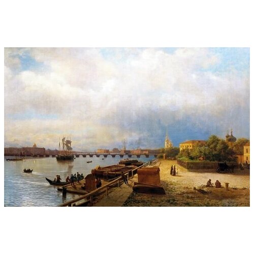 ����������� �� ������ ��� �� ���� � ��������������� �������� (View of the Neva and the Peter and Paul Fortress) ������� ��� 46��. x 30��. 1350�