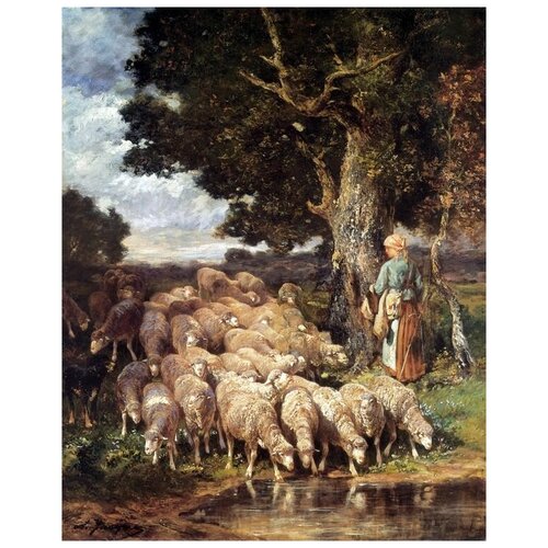         (Shepherdess with sheep near a stream)    40. x 50. 1710