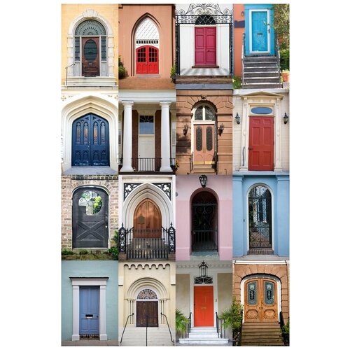        (The front doors of different houses) 30. x 45. 1340
