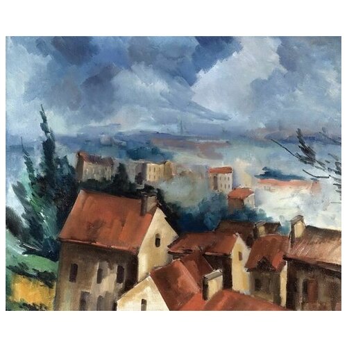        (Evening landscape with houses)   61. x 50. 2300