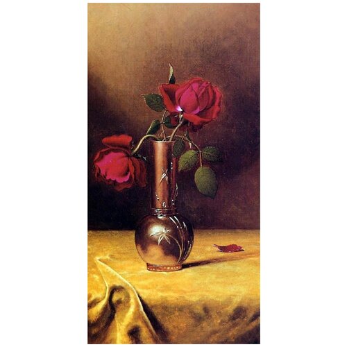         (Two Red Roses in a Bronze Vase)    40. x 79. 2430
