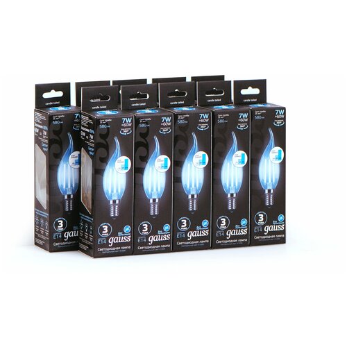 �������� ���� 10 ���� Gauss LED Filament ����� �� ����� E14 7W 580lm 4100K step dimmable 1/10/50 1377�