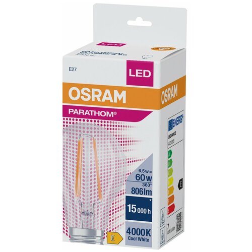  PARATHOM CL A FIL 60 non-dim 6,5W/840 E27,  3212  Osram