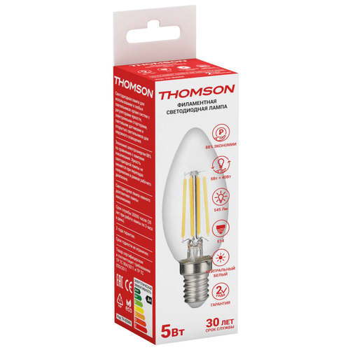 THOMSON LED FILAMENT CANDLE 5W 545Lm E14 4500K TH-B2066 384
