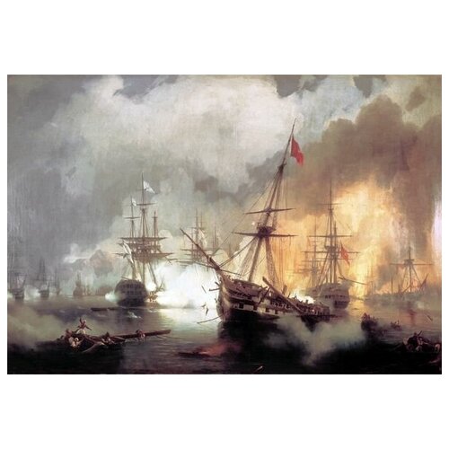 ����������� �� ������ ������� �������� ��� �������� 2 ������� 1827 ���� (Sea battle at Navarino on October 2, 1827) ����������� ���� 72��. x 50��. 2590�