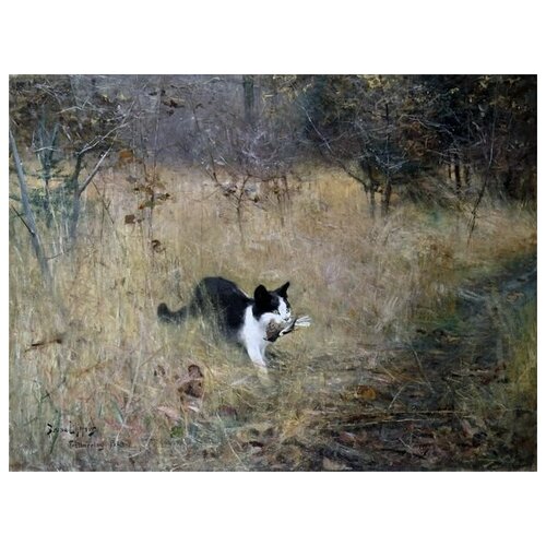        (The cat hunts birds)   40. x 30. 1220