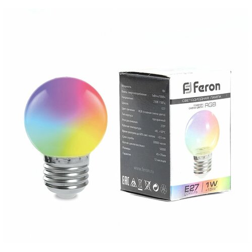 ����/��������/������������ Feron ����� ������������ Feron E27 1W RGB ������� LB-37 38126 102�