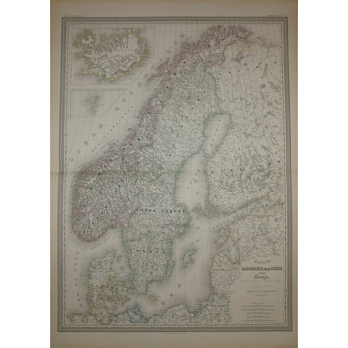 Карта Дании, Швеции и Норвегии / Carte du Danemark, de la Suede et de la Norvege 44000р