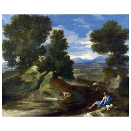         ( Landscape with a Man scooping Water from a Stream)   50. x 40. 1710