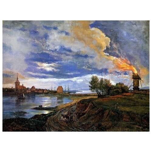      (Burning Windmill in Stege)     40. x 30. 1220