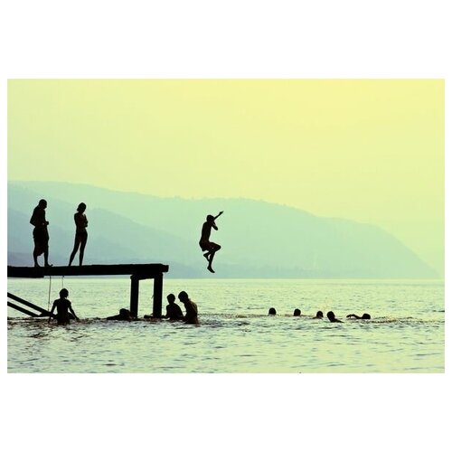       (Jumping off the pier) 74. x 50. 2650