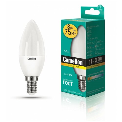  8W E14   LED8-35/830/E14 (8W=75  720Lm 220) Camelion 284