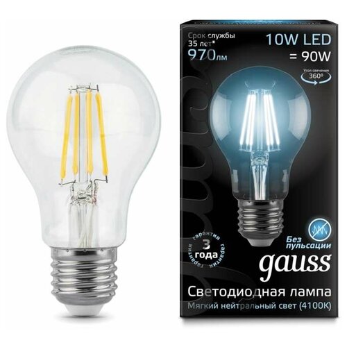 ����� ������������ ����������� Filament 10�� A60 4100� �����. ���. E27 970�� GAUSS 102802210 279�