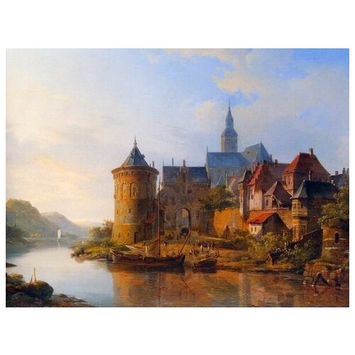         ( A View of a Town along the Rhine)   53. x 40. 1800