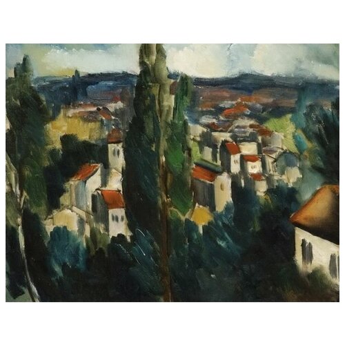         (View of the Village with Cypresse)   39. x 30. 1210