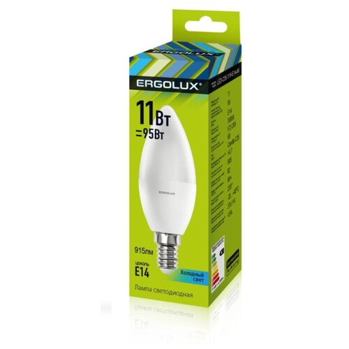 Ergolux ����� C35 E14 11W(915lm 220�) 4500K 4K ������� 111x37 LED-C35-11W-E14-4K (���. 690352) 155�
